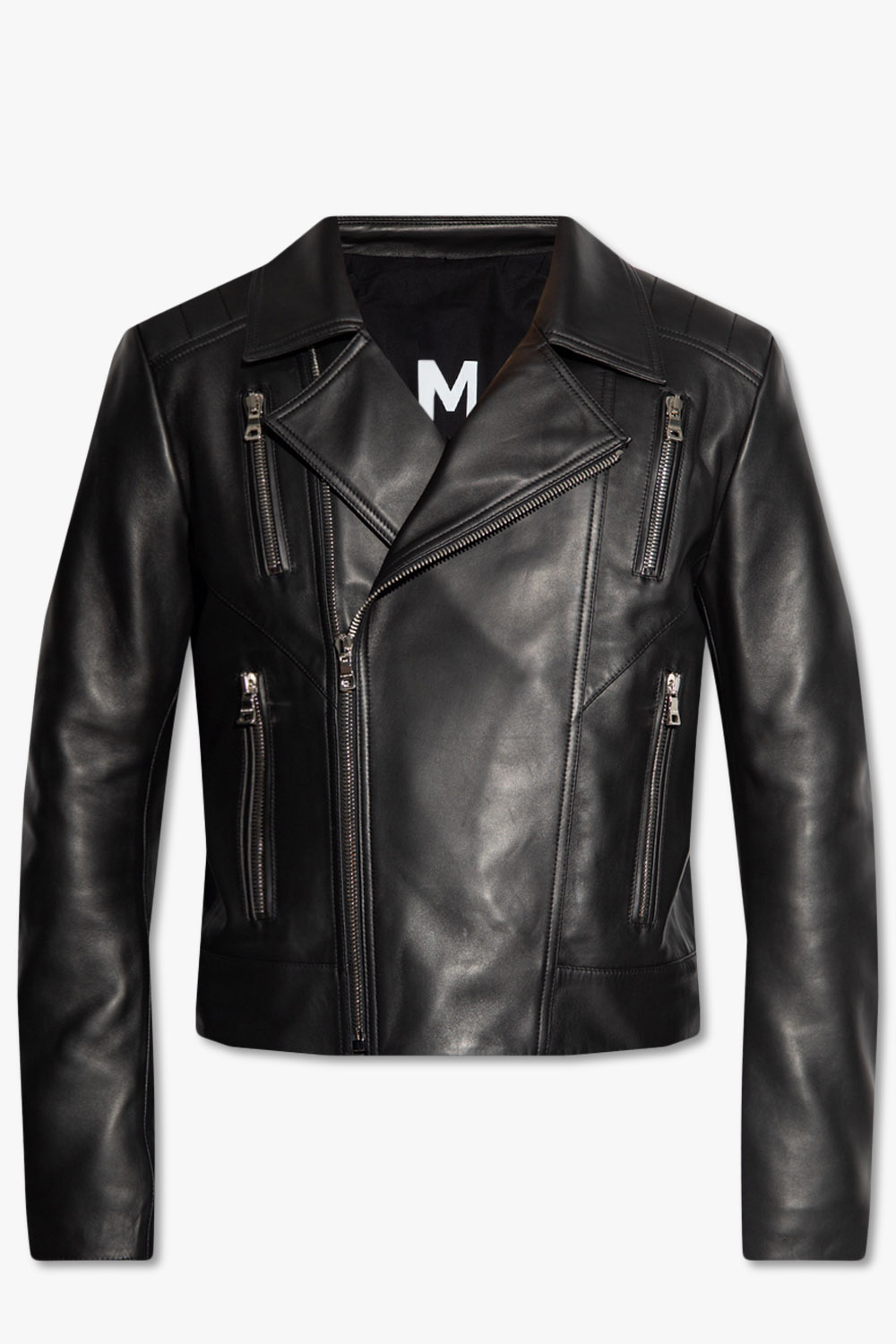 Balmain black sale leather jacket